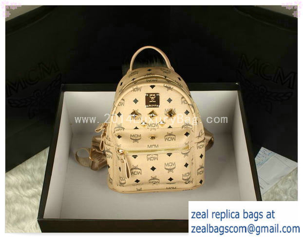 High Quality Replica MCM Stark Backpack Medium in Calf Leather 8003 Apricot